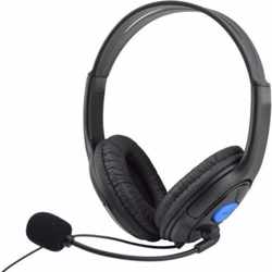 Headset voor PS4 - Microfoon - Gamer Headset - Verstelbare Hoofdband - 3.5 mm jack - Zwart met Blauw