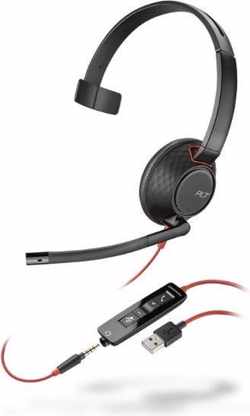 POLY Blackwire 5210 Headset Hoofdband 3,5mm-connector USB Type-A Zwart, Rood