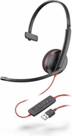 POLY Blackwire C3210 Headset Hoofdband Zwart, Rood